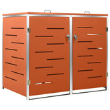 Double Wheelie Bin Shed 138x77.5x115 cm Stainless Steel - Front View