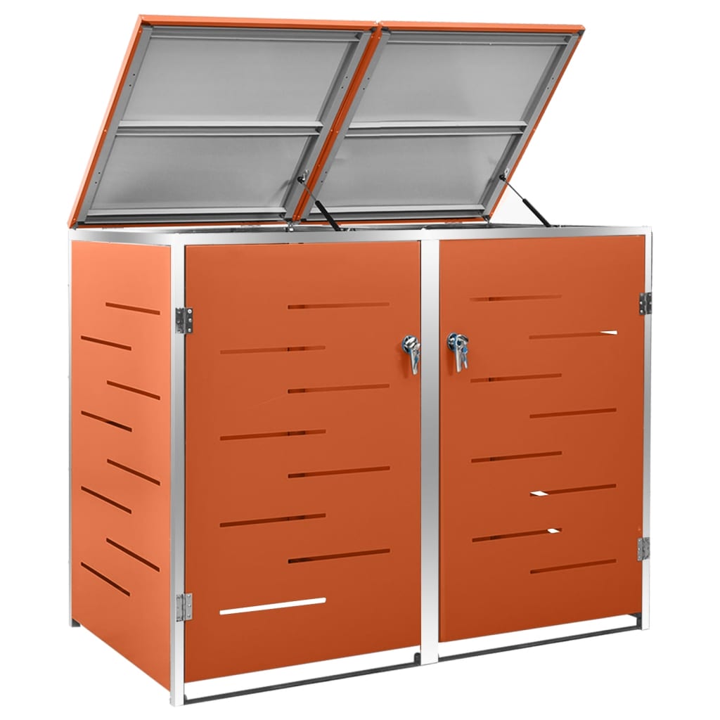 Double Wheelie Bin Shed 138x77.5x115 cm Stainless Steel