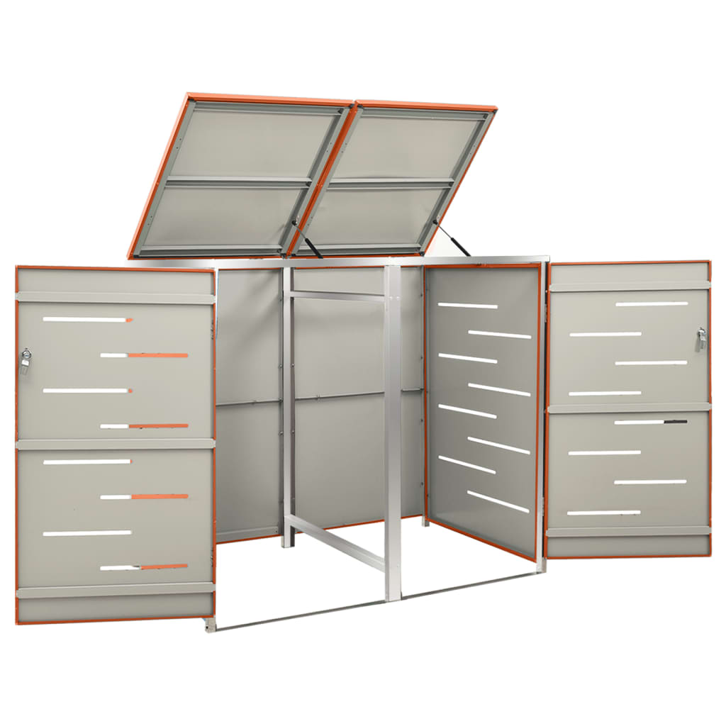 Double Wheelie Bin Shed 138x77.5x115 cm Stainless Steel
