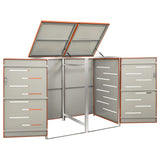 Double Wheelie Bin Shed 138x77.5x115 cm Stainless Steel - Close-Up Angle