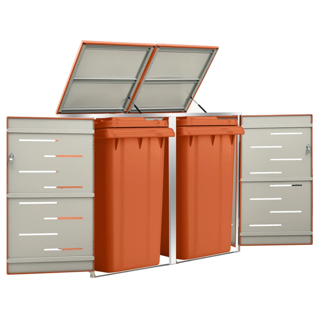 Double Wheelie Bin Shed 138x77.5x115 cm Stainless Steel