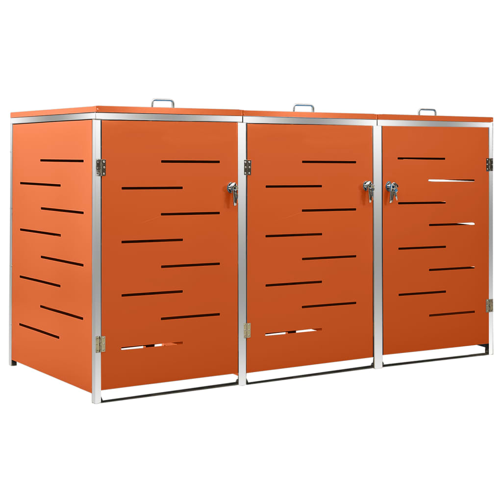 Triple Wheelie Bin Shed 207x77.5x115 cm Stainless Steel