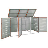 Triple Wheelie Bin Shed 207x77.5x115 cm Stainless Steel
