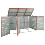 Triple Wheelie Bin Shed 207x77.5x115 cm Stainless Steel