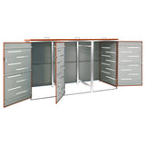 Triple Wheelie Bin Shed 207x77.5x115 cm Stainless Steel