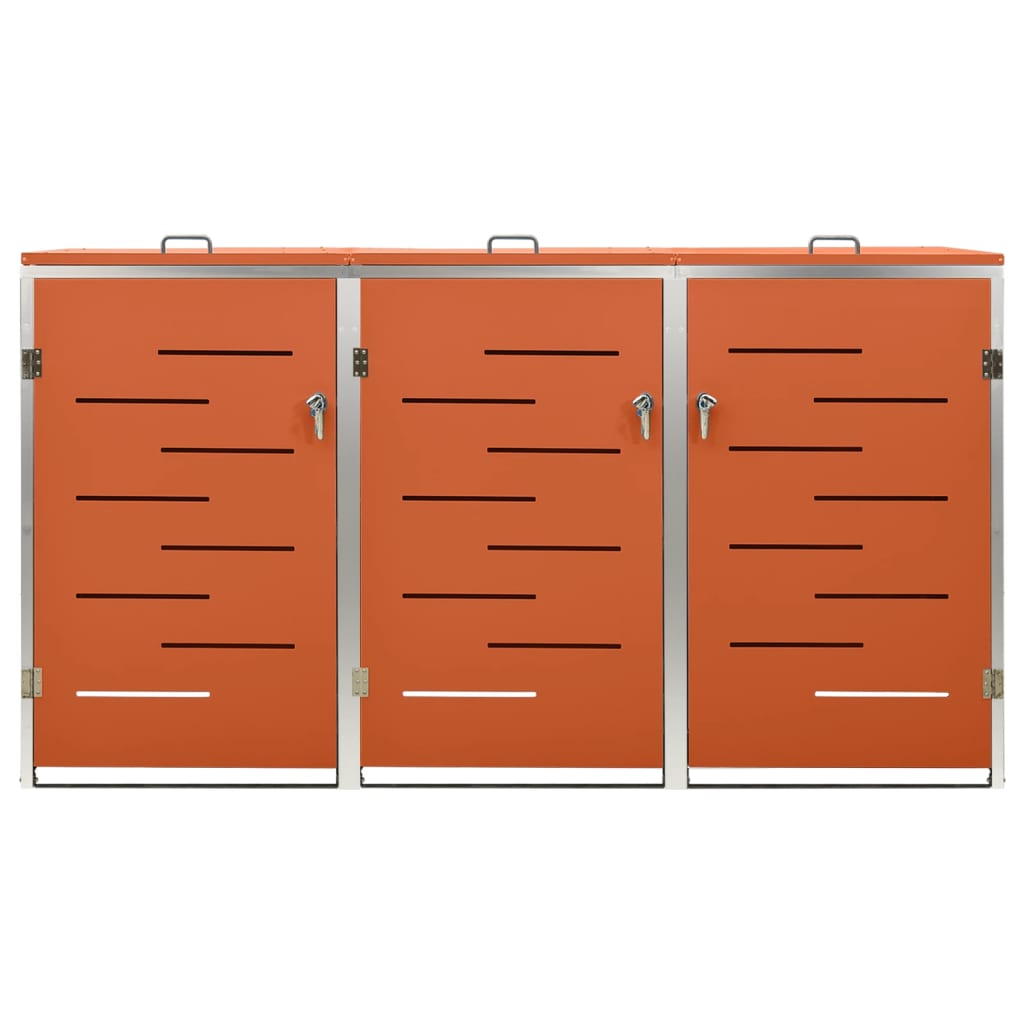 Triple Wheelie Bin Shed 207x77.5x115 cm Stainless Steel