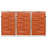 Triple Wheelie Bin Shed 207x77.5x115 cm Stainless Steel - 45-Degree Angle