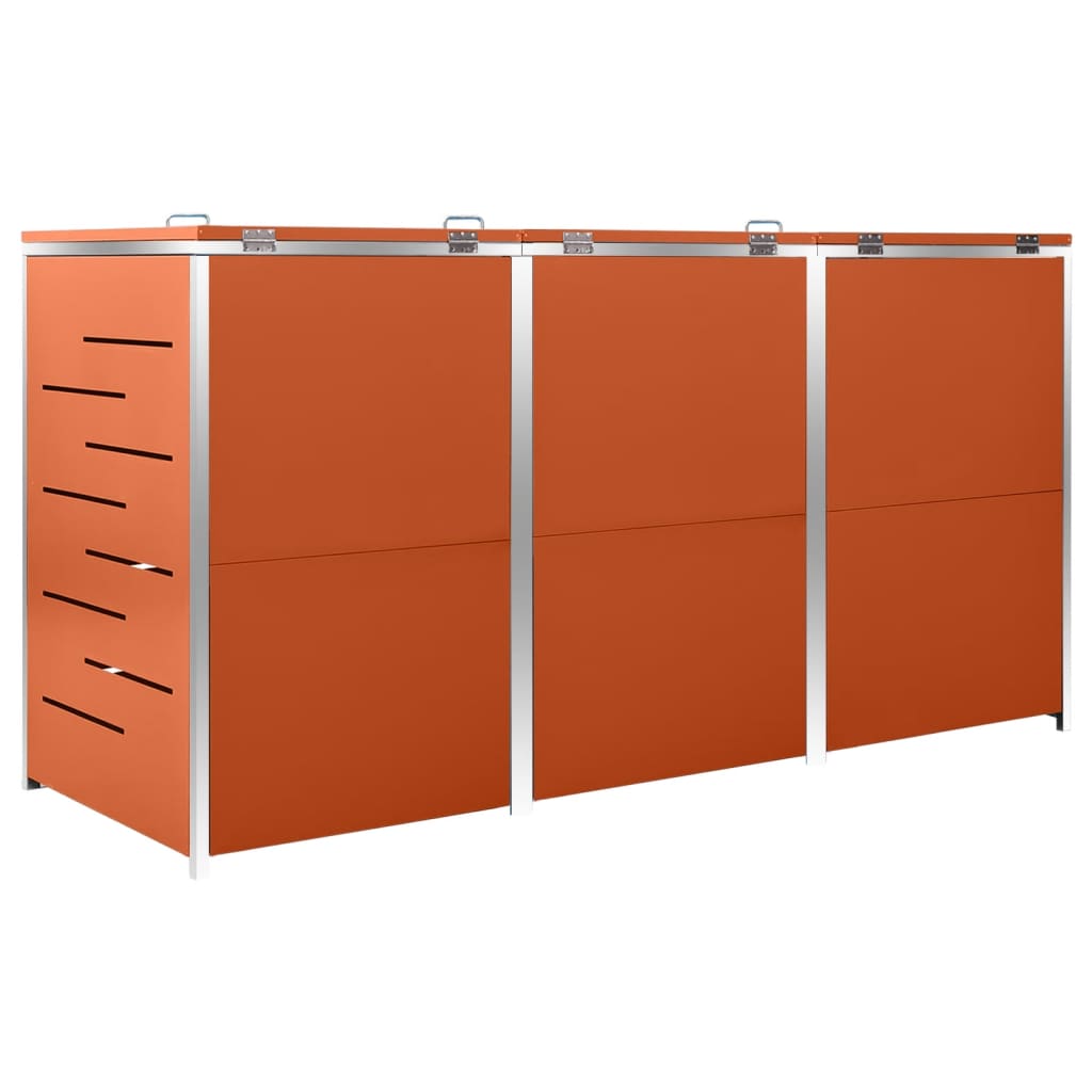 Triple Wheelie Bin Shed 207x77.5x115 cm Stainless Steel