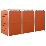 Triple Wheelie Bin Shed 207x77.5x115 cm Stainless Steel