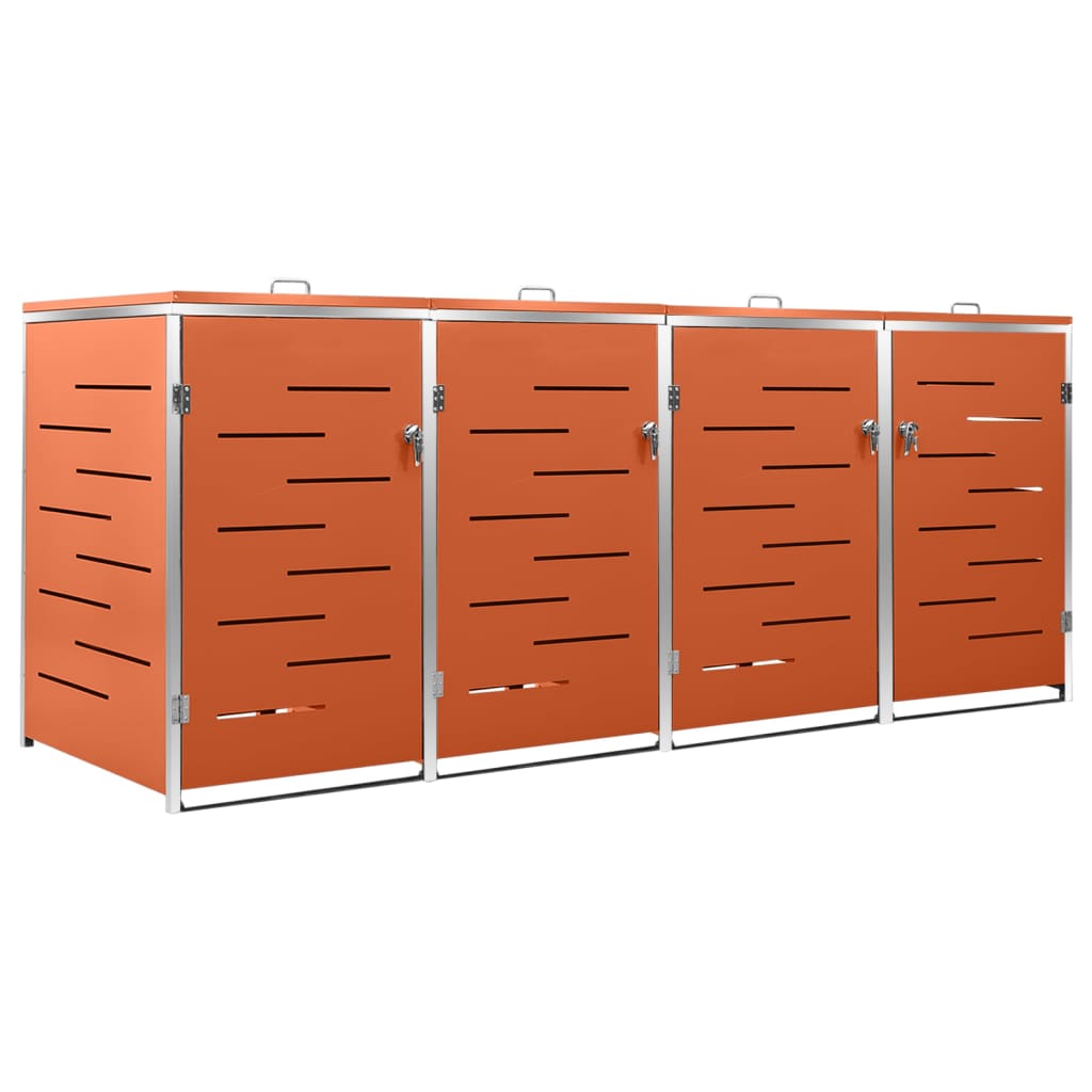 Quadruple Wheelie Bin Shed 276.5x77.5x115 cm Stainless Steel