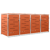 Quadruple Wheelie Bin Shed 276.5x77.5x115 cm Stainless Steel - Front View
