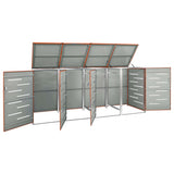 Quadruple Wheelie Bin Shed 276.5x77.5x115 cm Stainless Steel