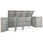 Quadruple Wheelie Bin Shed 276.5x77.5x115 cm Stainless Steel