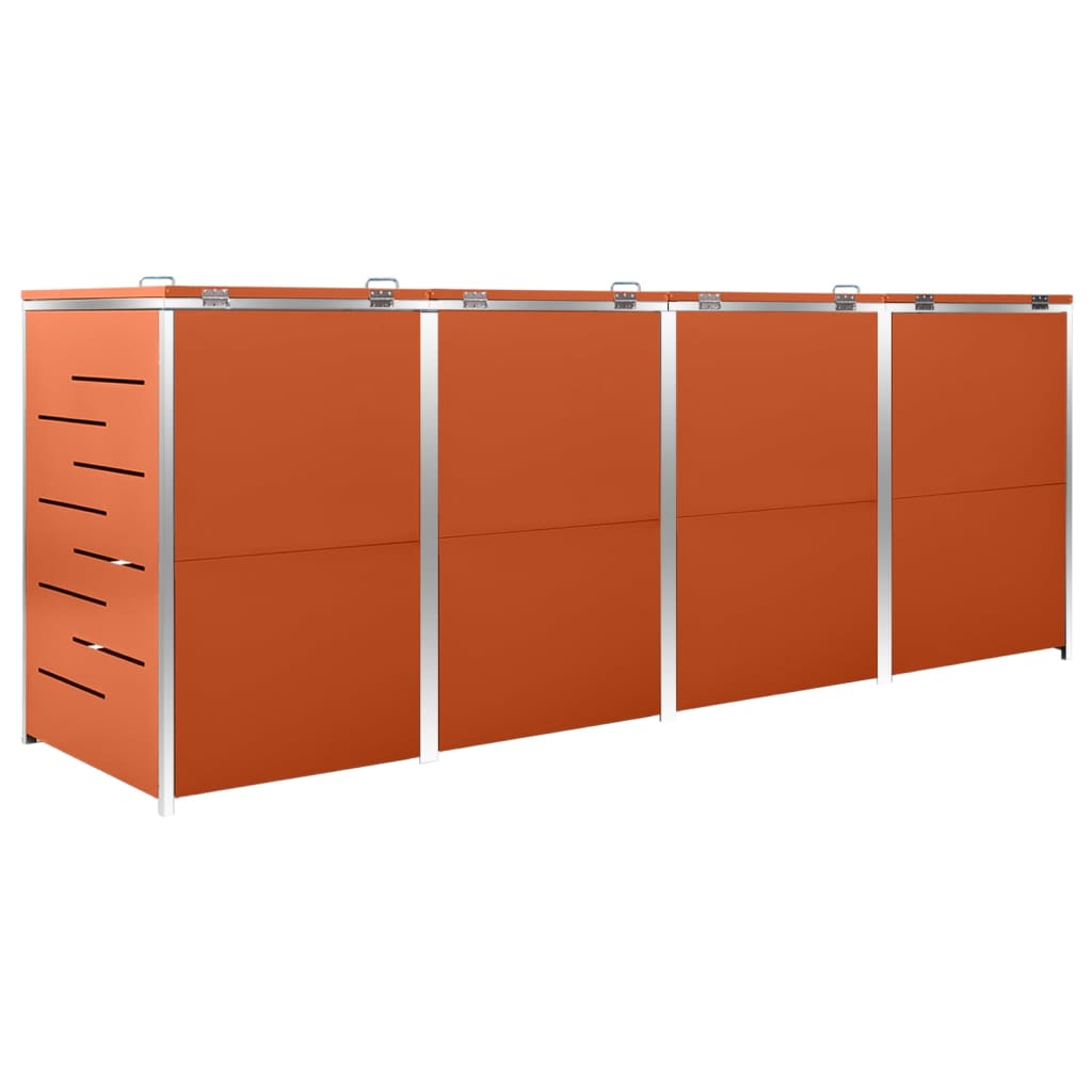 Quadruple Wheelie Bin Shed 276.5x77.5x115 cm Stainless Steel