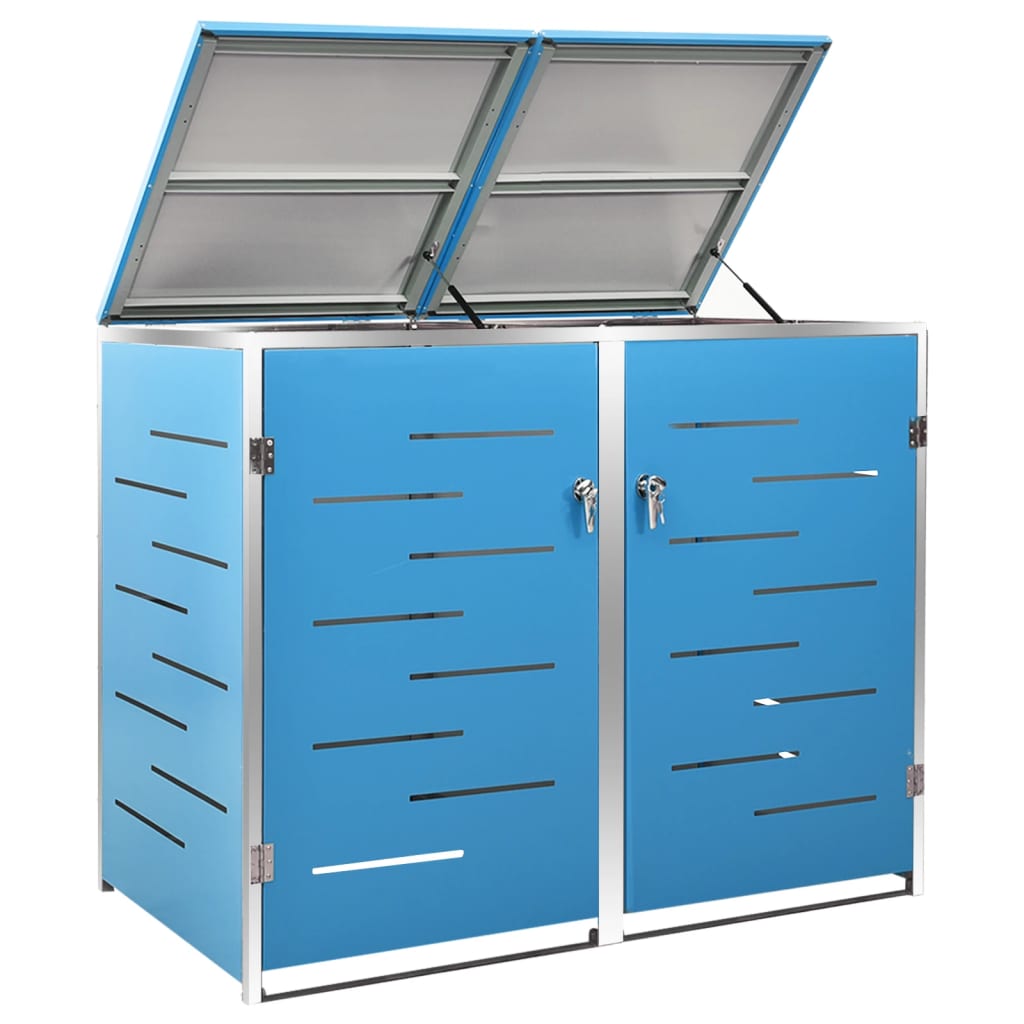 Double Wheelie Bin Shed 138x77.5x115 cm Stainless Steel