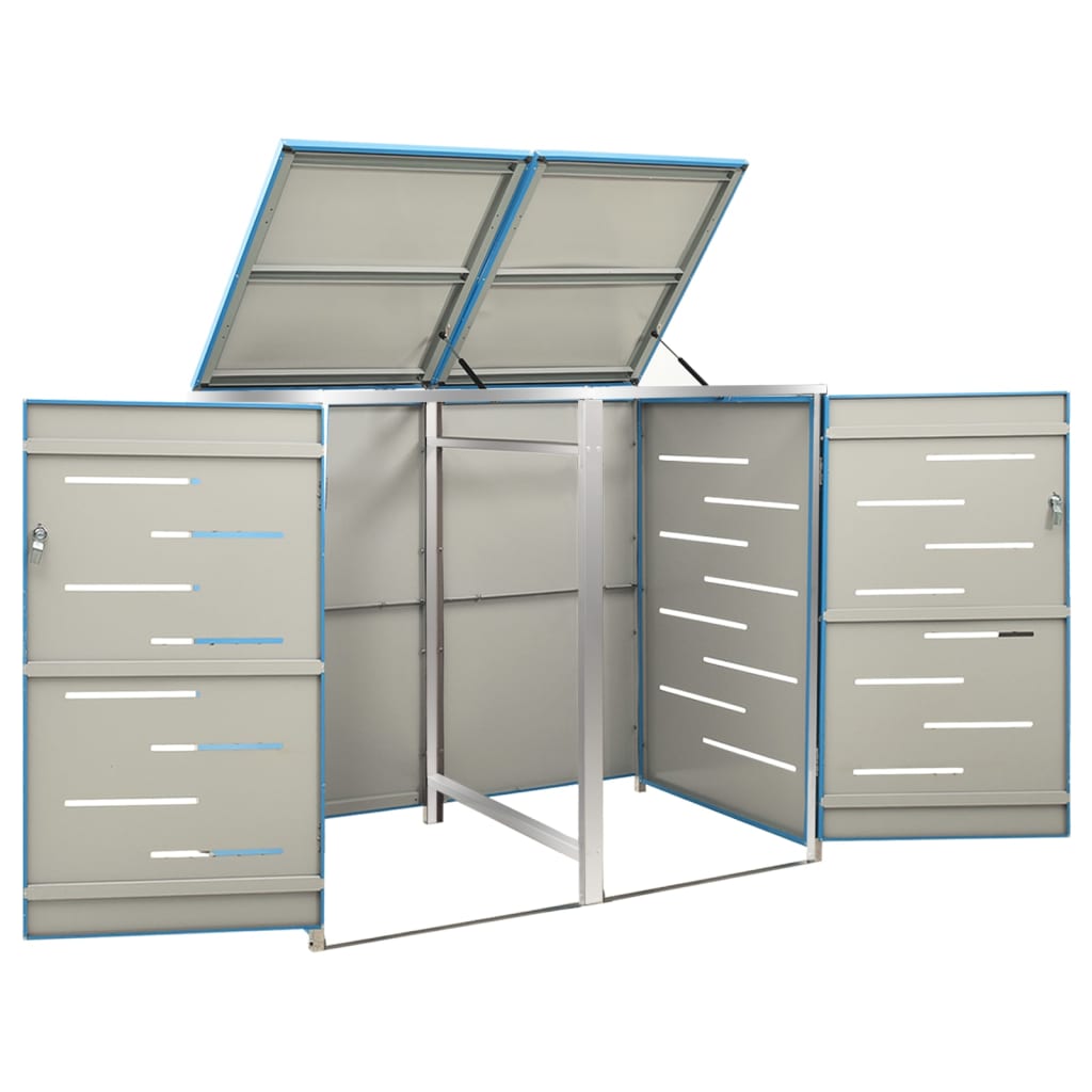 Double Wheelie Bin Shed 138x77.5x115 cm Stainless Steel