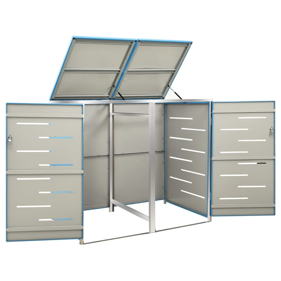 Double Wheelie Bin Shed 138x77.5x115 cm Stainless Steel