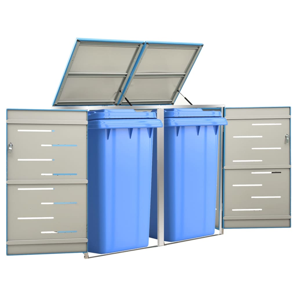 Double Wheelie Bin Shed 138x77.5x115 cm Stainless Steel