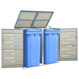 Double Wheelie Bin Shed 138x77.5x115 cm Stainless Steel