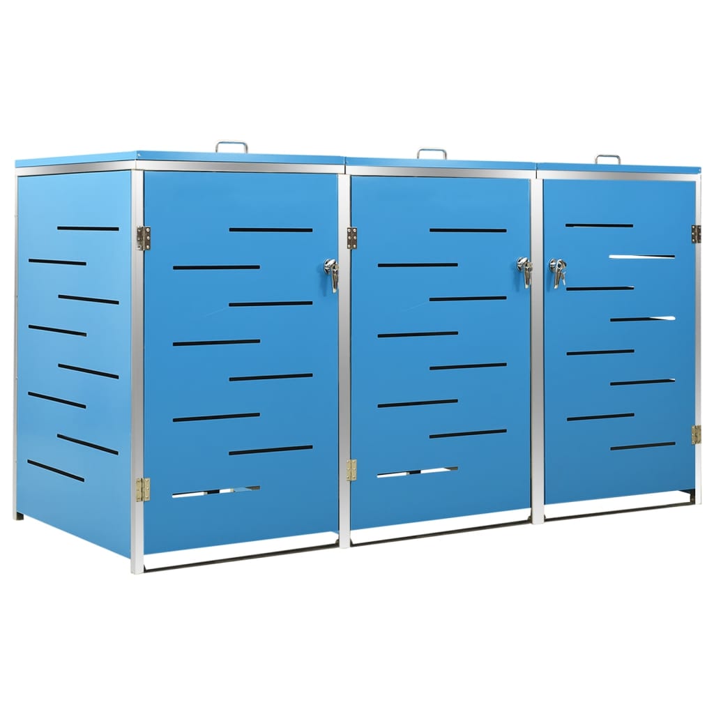 Triple Wheelie Bin Shed 207x77.5x115 cm Stainless Steel
