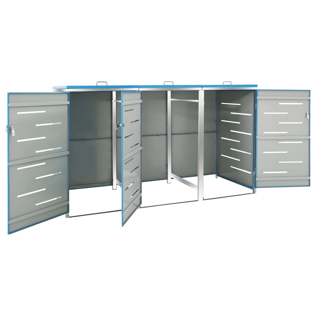 Triple Wheelie Bin Shed 207x77.5x115 cm Stainless Steel