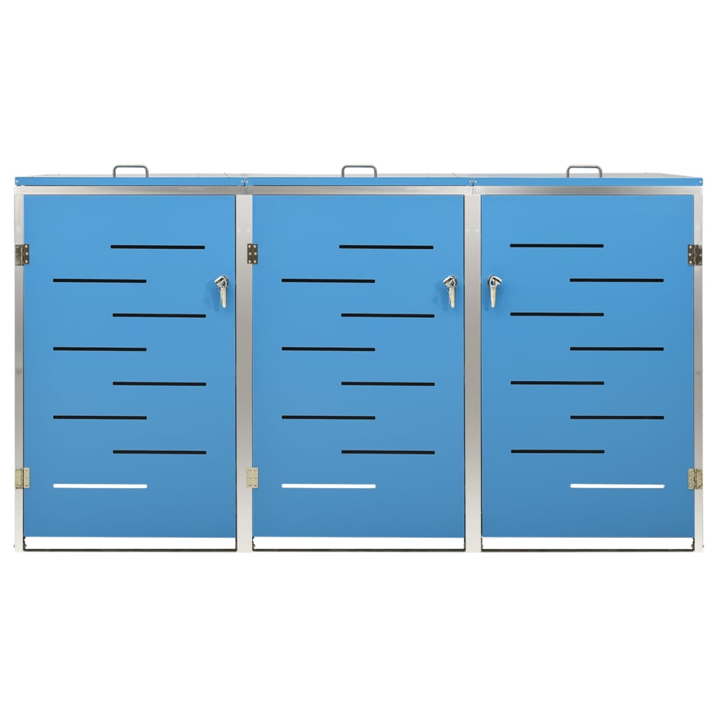 Triple Wheelie Bin Shed 207x77.5x115 cm Stainless Steel