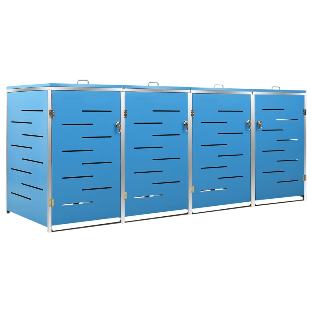 Quadruple Wheelie Bin Shed 276.5x77.5x115 cm Stainless Steel
