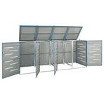 Quadruple Wheelie Bin Shed 276.5x77.5x115 cm Stainless Steel