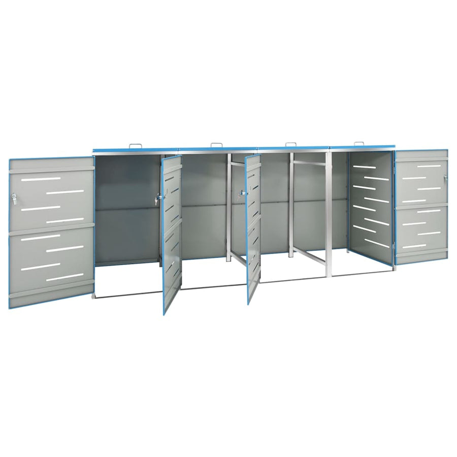 Quadruple Wheelie Bin Shed 276.5x77.5x115 cm Stainless Steel