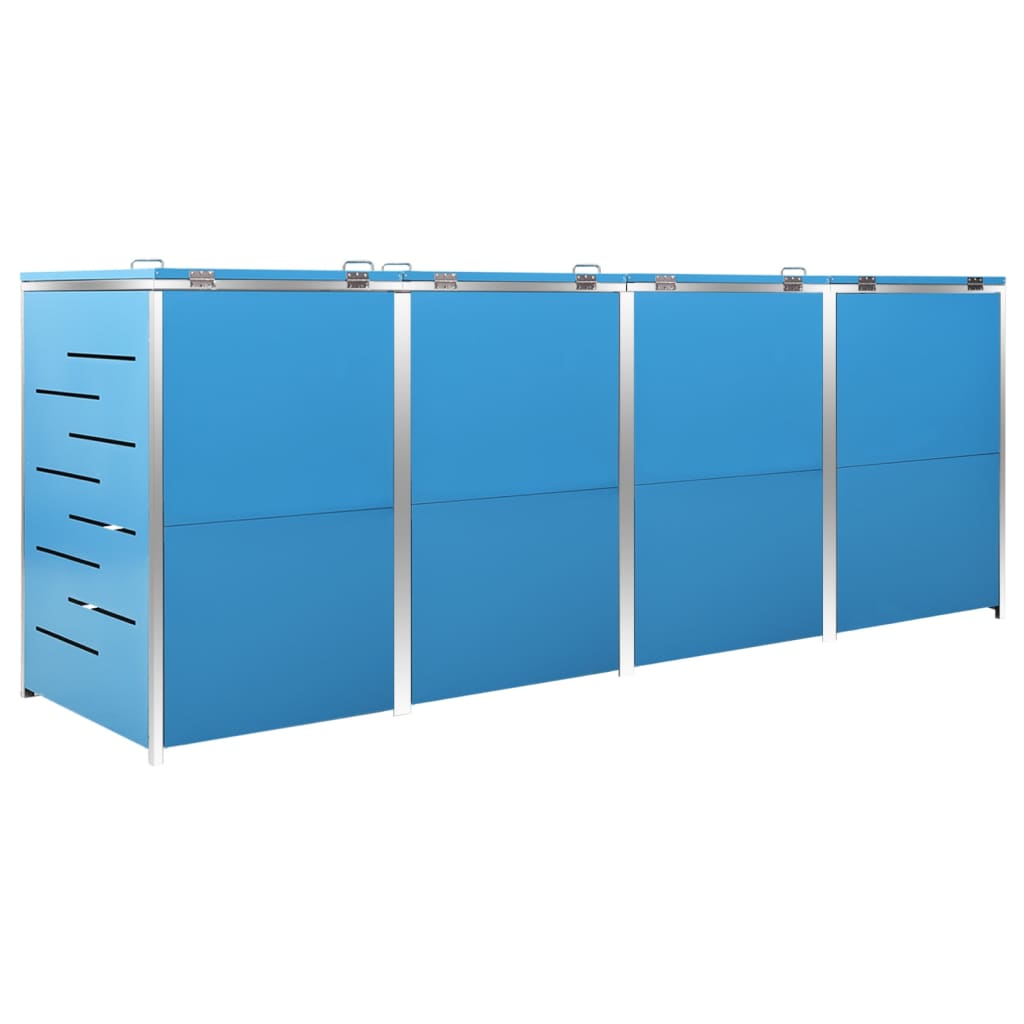 Quadruple Wheelie Bin Shed 276.5x77.5x115 cm Stainless Steel
