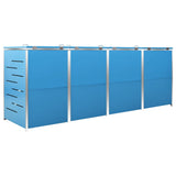 Quadruple Wheelie Bin Shed 276.5x77.5x115 cm Stainless Steel