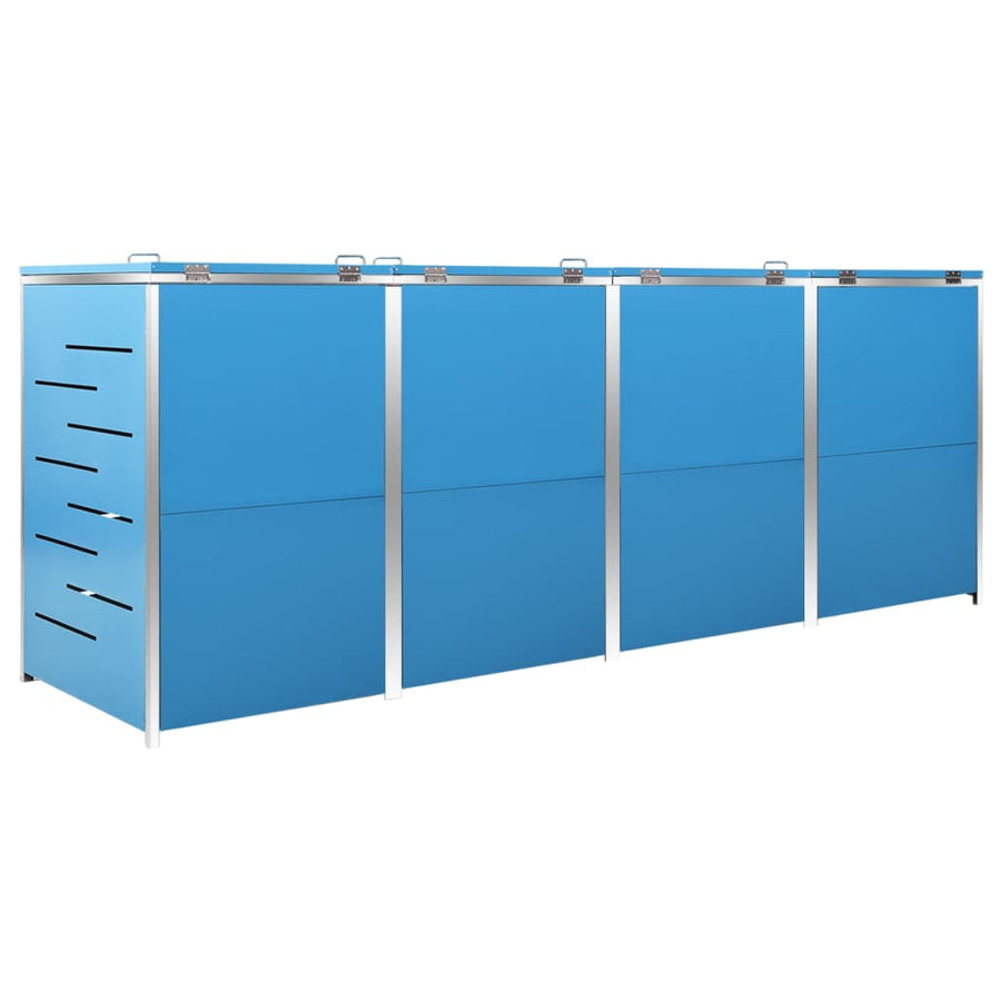 Quadruple Wheelie Bin Shed 276.5x77.5x115 cm Stainless Steel