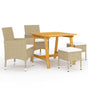 5 Piece Garden Dining Set Beige