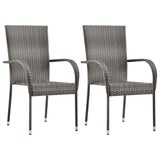 3 Piece Garden Dining Set Grey - Front View