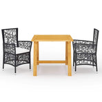 3 Piece Garden Dining Set Brown