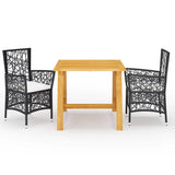 3 Piece Garden Dining Set Brown