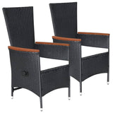 3 Piece Garden Dining Set Black - Front View