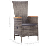 3 Piece Garden Dining Set Grey - Extra Image