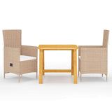 3 Piece Garden Dining Set Beige