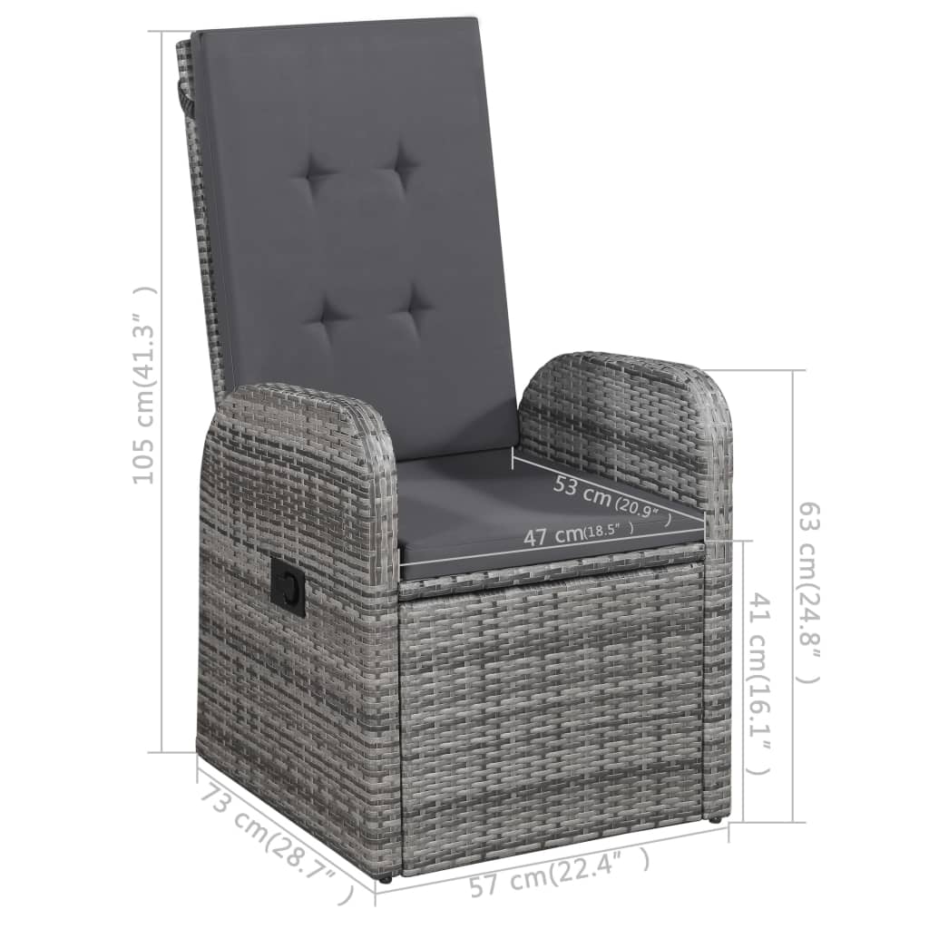 3 Piece Garden Dining Set Grey