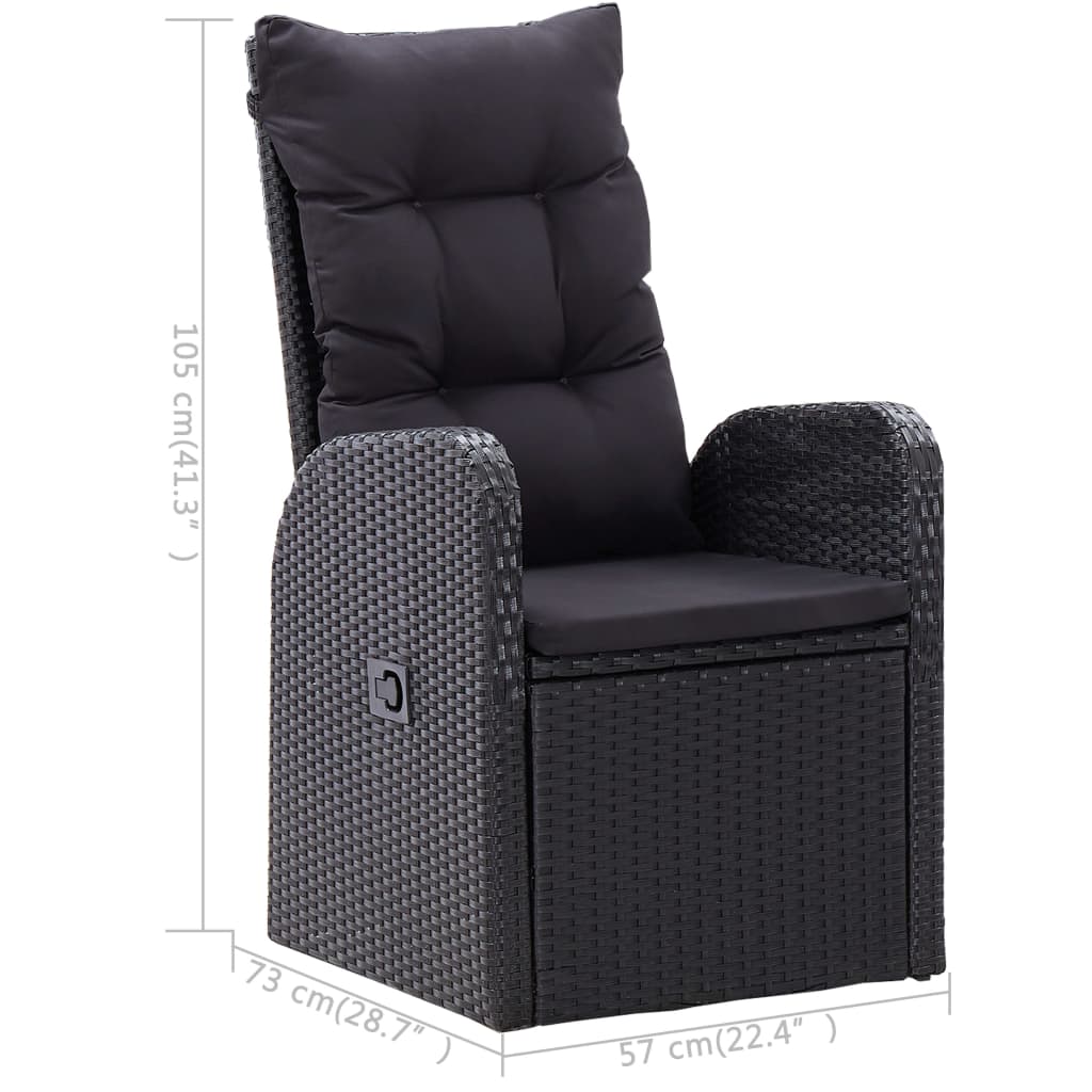 3 Piece Garden Dining Set Black