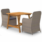 3 Piece Garden Dining Set Brown