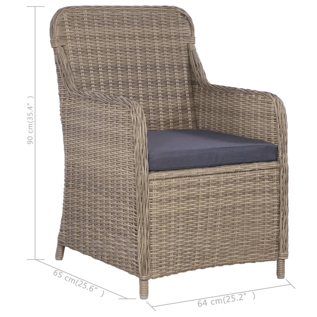 3 Piece Garden Dining Set Brown