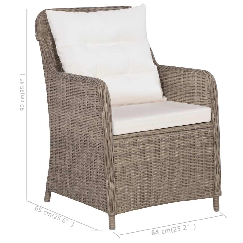 3 Piece Garden Dining Set Brown