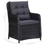 3 Piece Garden Dining Set Black