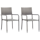3 Piece Garden Dining Set Grey - Front View