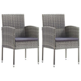 3 Piece Garden Dining Set Grey - Front View