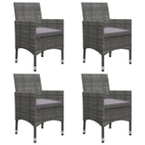 5 Piece Garden Dining Set Grey - Front View