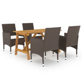 5 Piece Garden Dining Set Brown