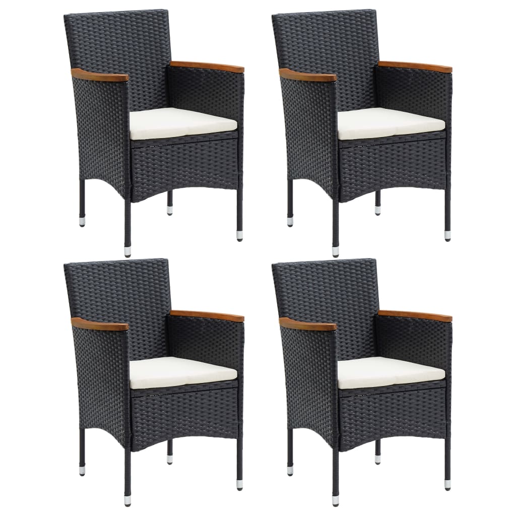 5 Piece Garden Dining Set Black